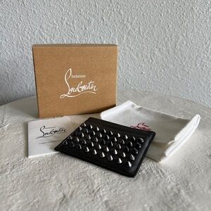 Christian Louboutin Kios Spiked Leather Card Case